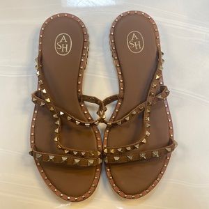 Size 8 gold detail slip on ASH sandals